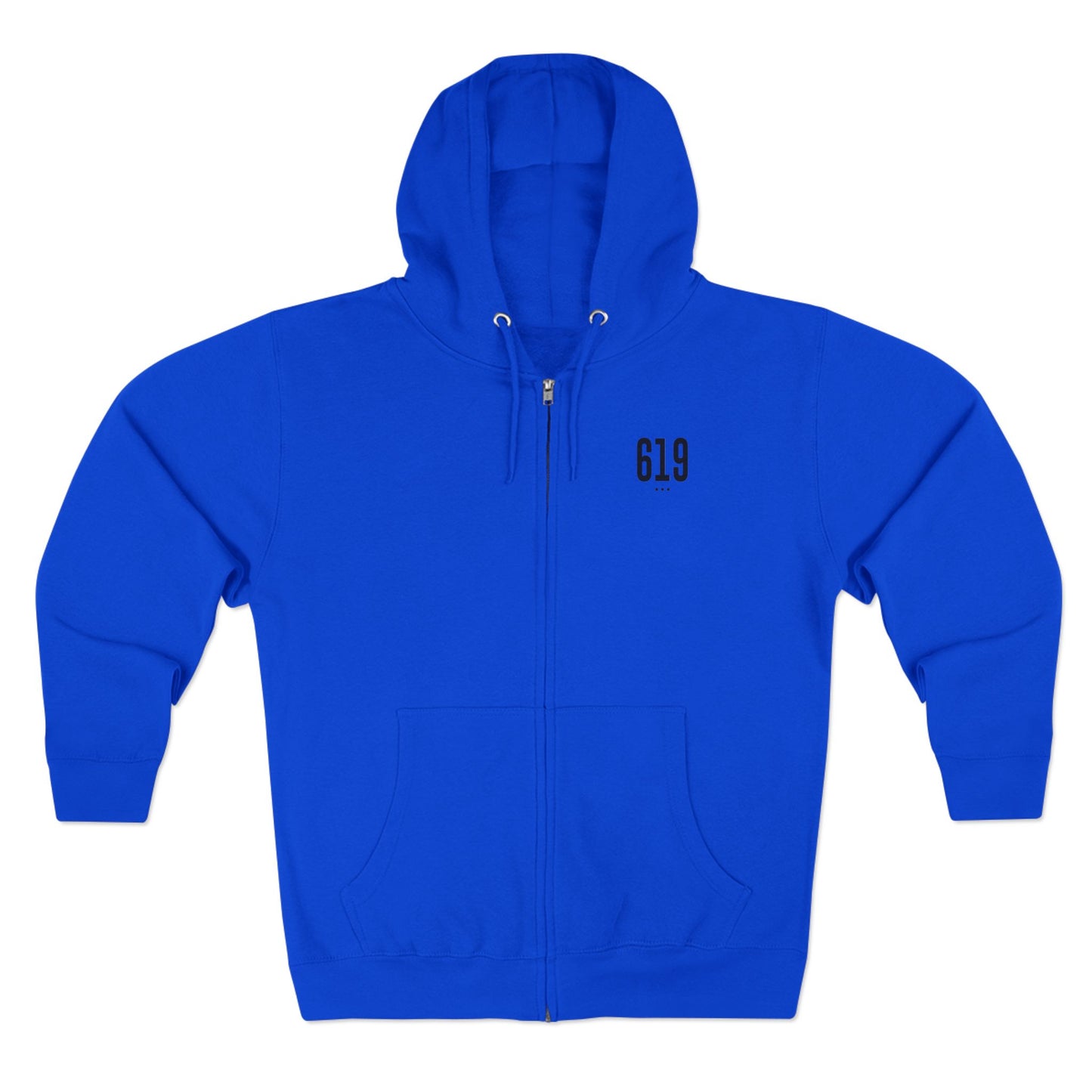 619 SD Street Style Unisex Zip Hoodie, Comfortable Layer, Great for Athleisure, Urban Fashion, Casual Wear