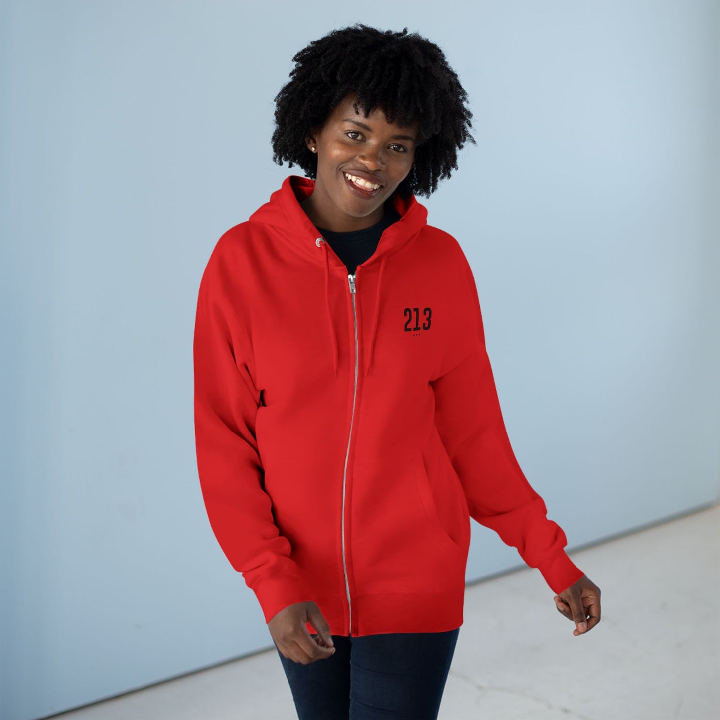 213 LA Street Style Unisex Zip Hoodie, Comfortable Layer, Great for Athleisure, Urban Fashion, Casual Wear