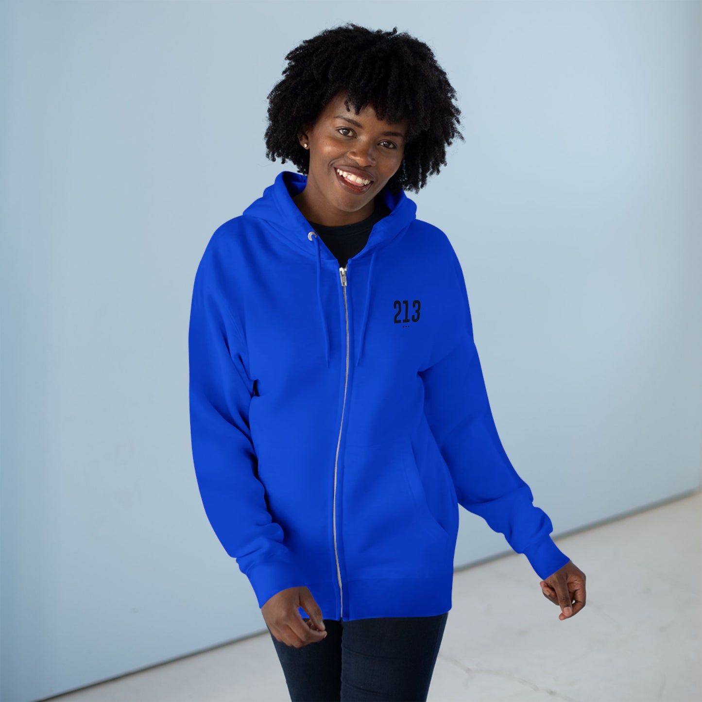 213 LA Street Style Unisex Zip Hoodie, Comfortable Layer, Great for Athleisure, Urban Fashion, Casual Wear