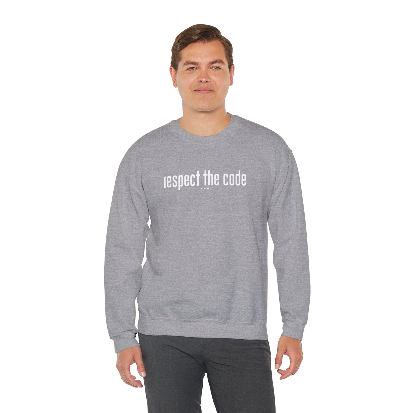 White "Respect the Code" Crewneck Sweatshirt