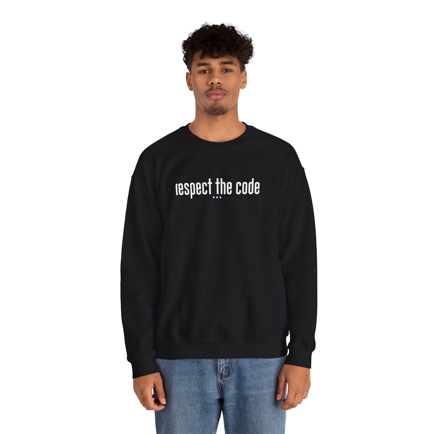White "Respect the Code" Crewneck Sweatshirt