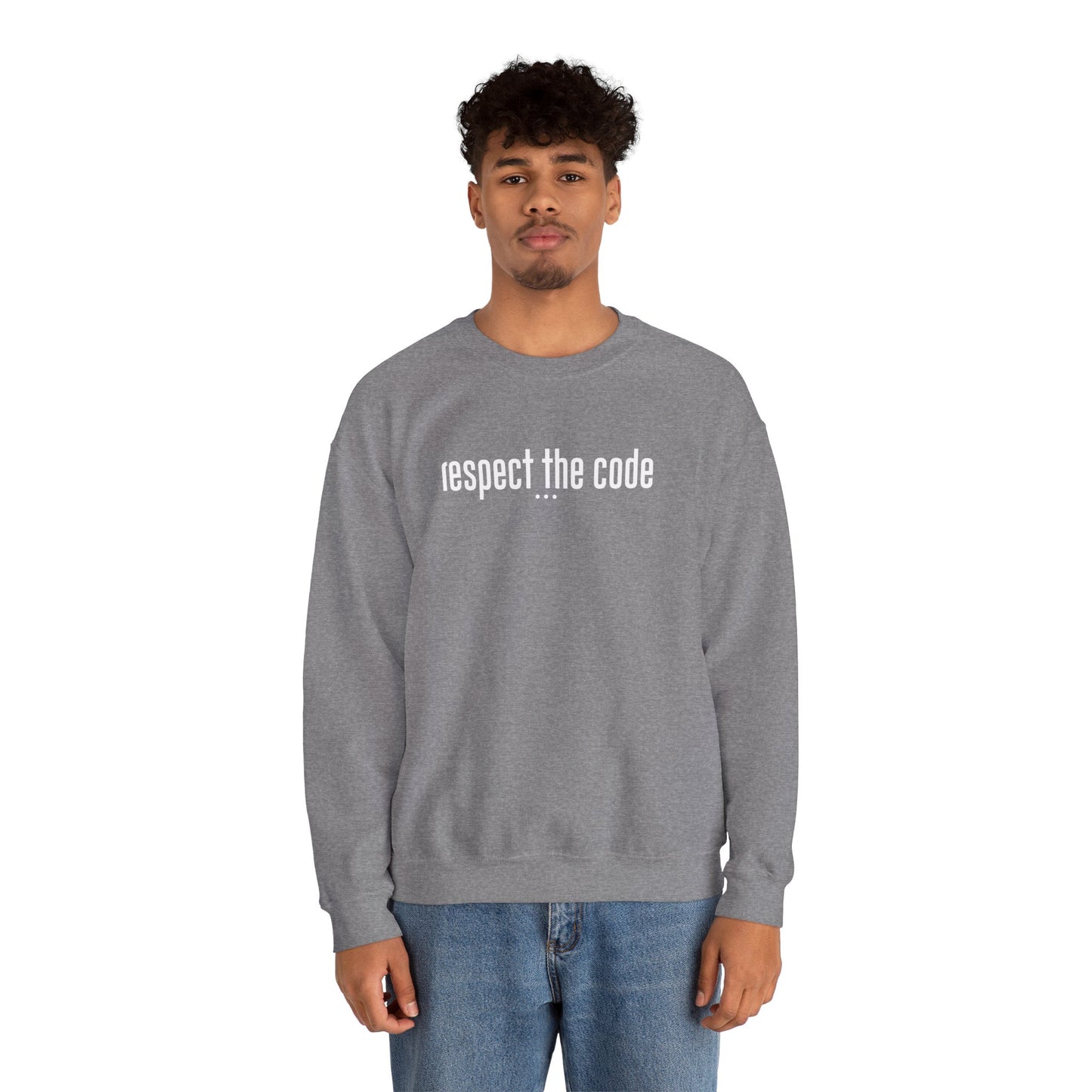 White "Respect the Code" Crewneck Sweatshirt