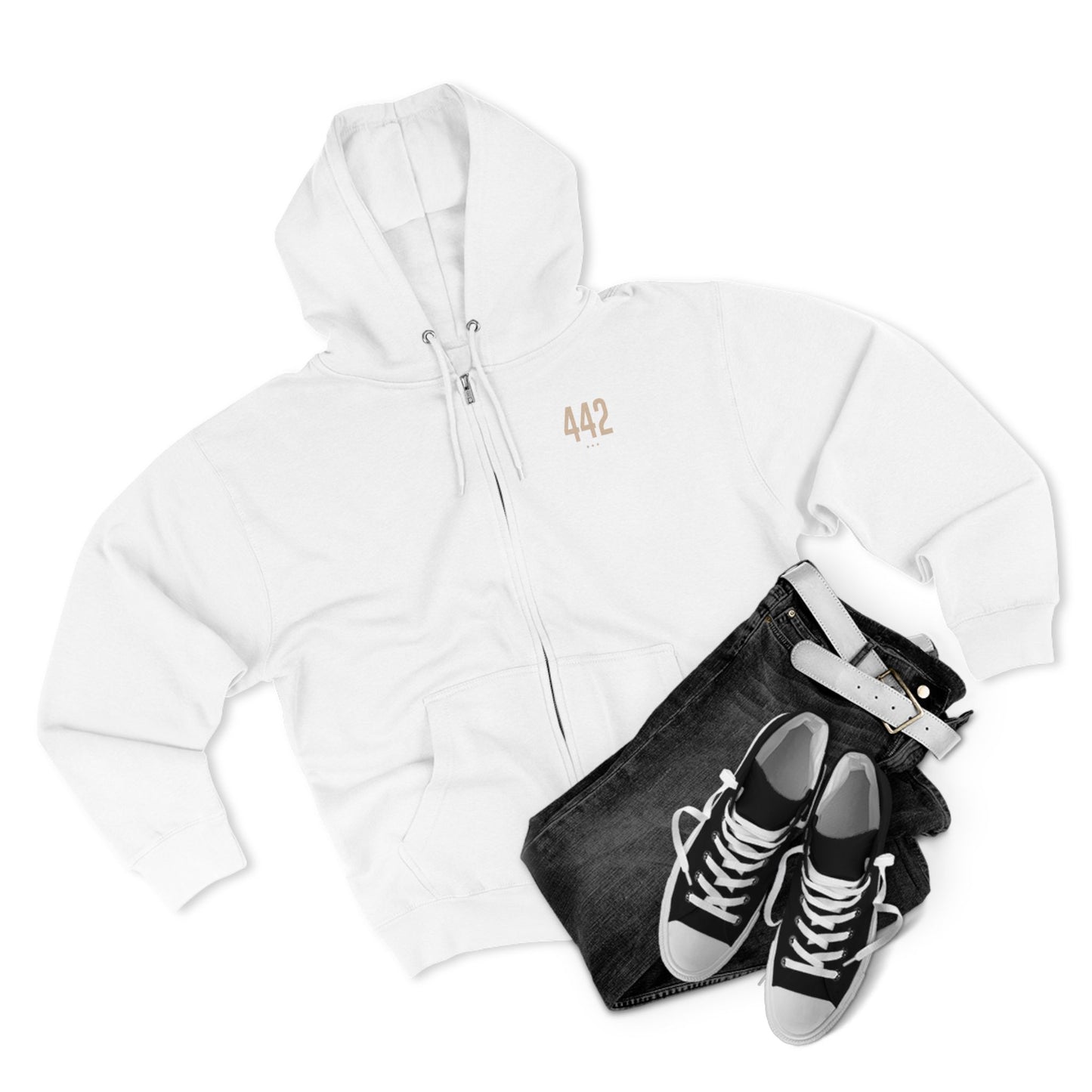 442 - White Zip Hoodie
