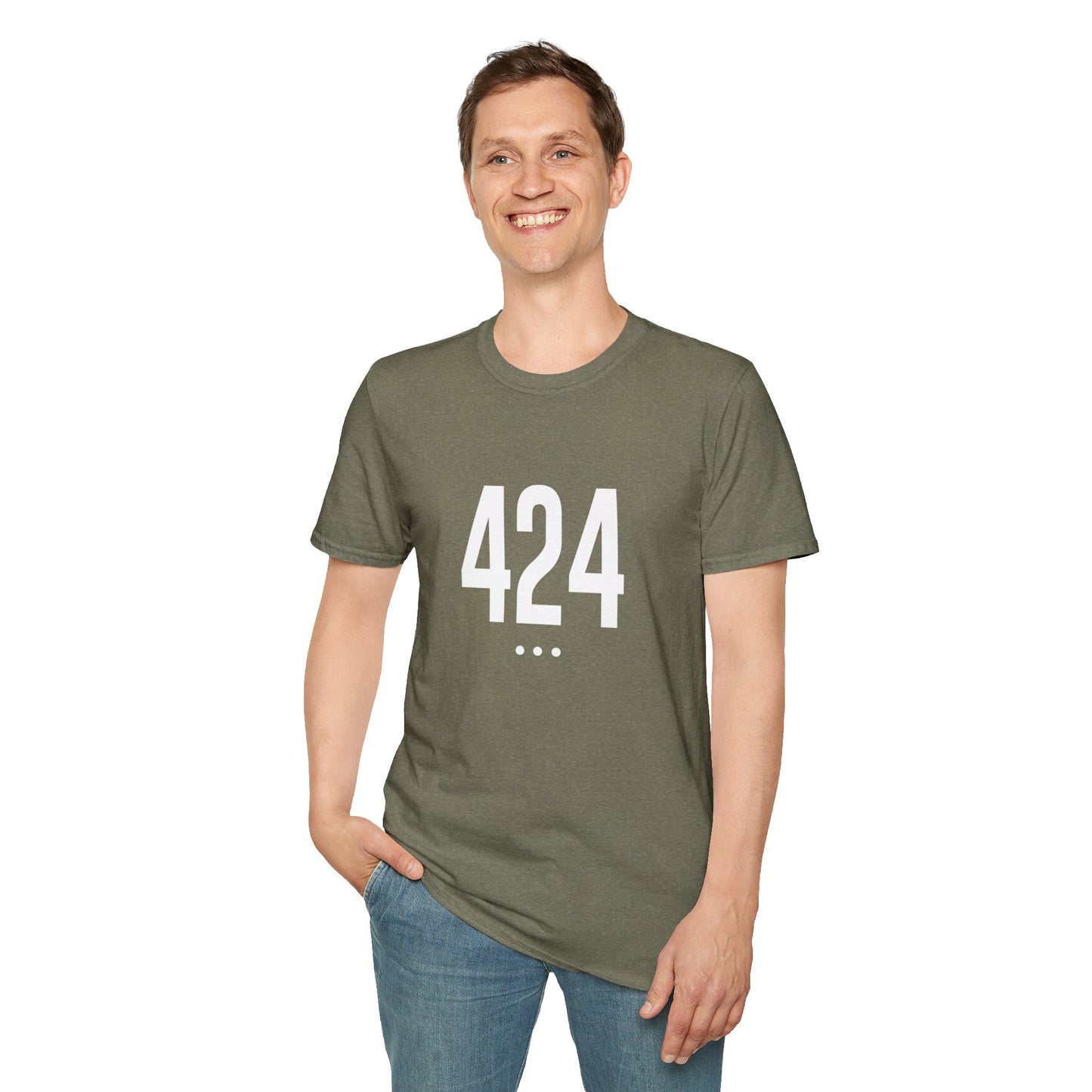 424 White Logo Front Unisex Softstyle T-Shirt