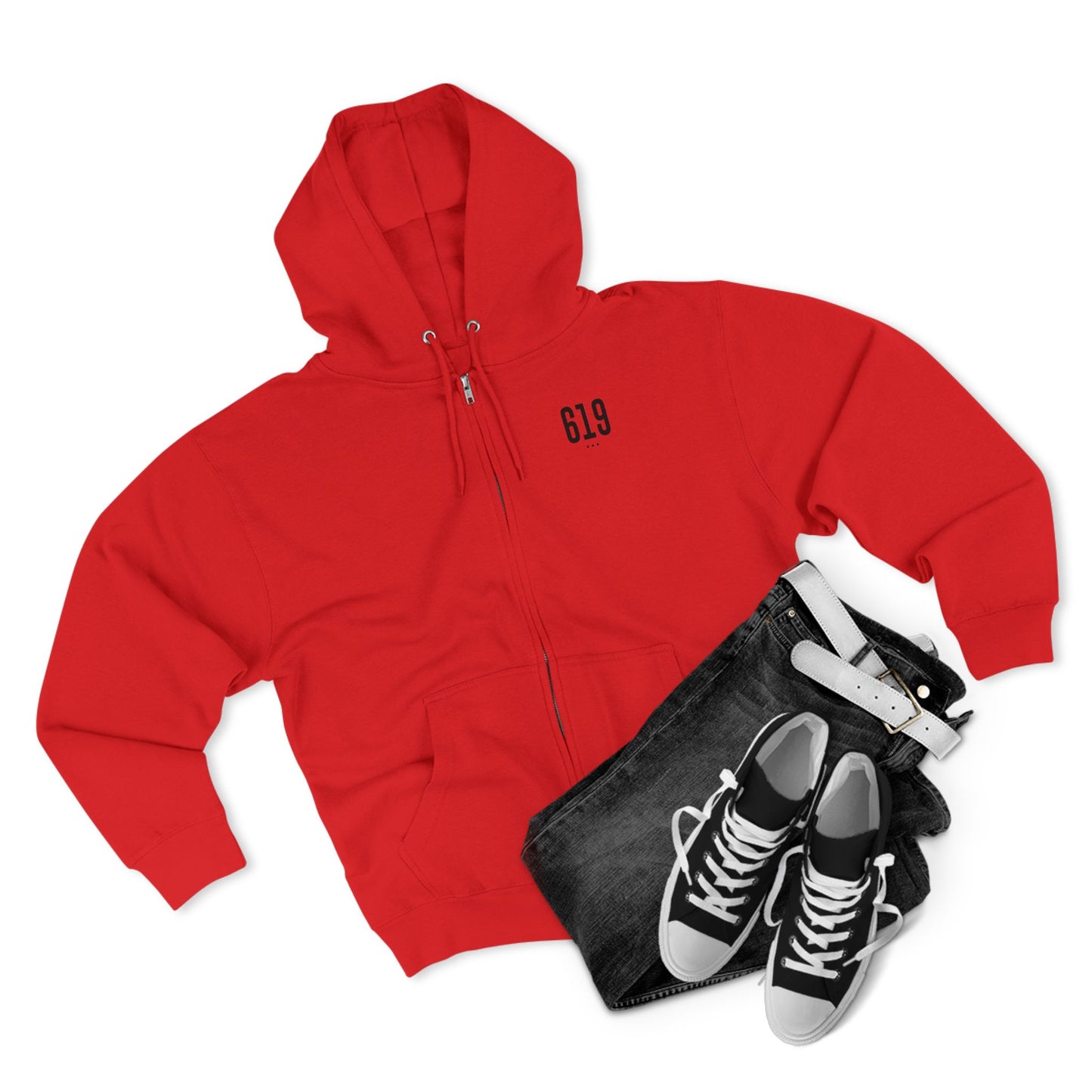 619 SD Street Style Unisex Zip Hoodie, Comfortable Layer, Great for Athleisure, Urban Fashion, Casual Wear