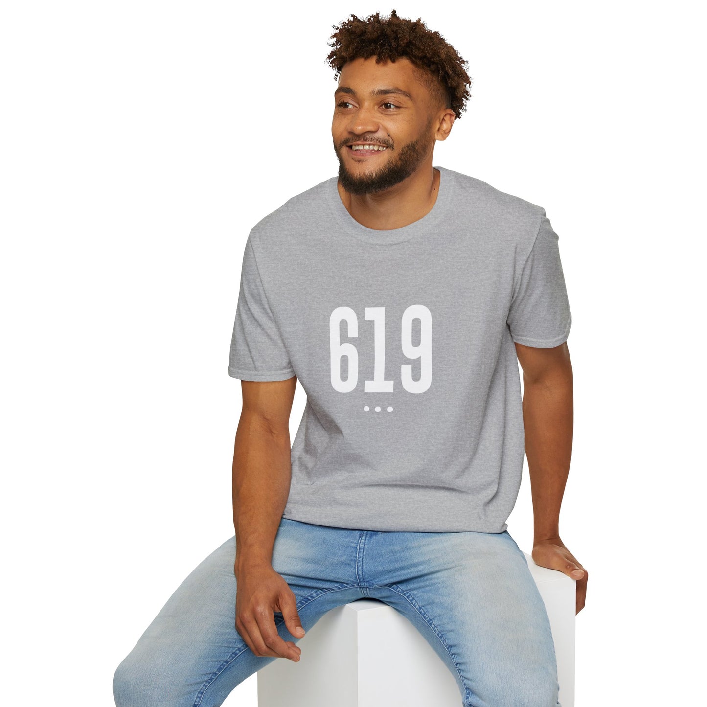 619 White Logo Front Unisex Softstyle T-Shirt