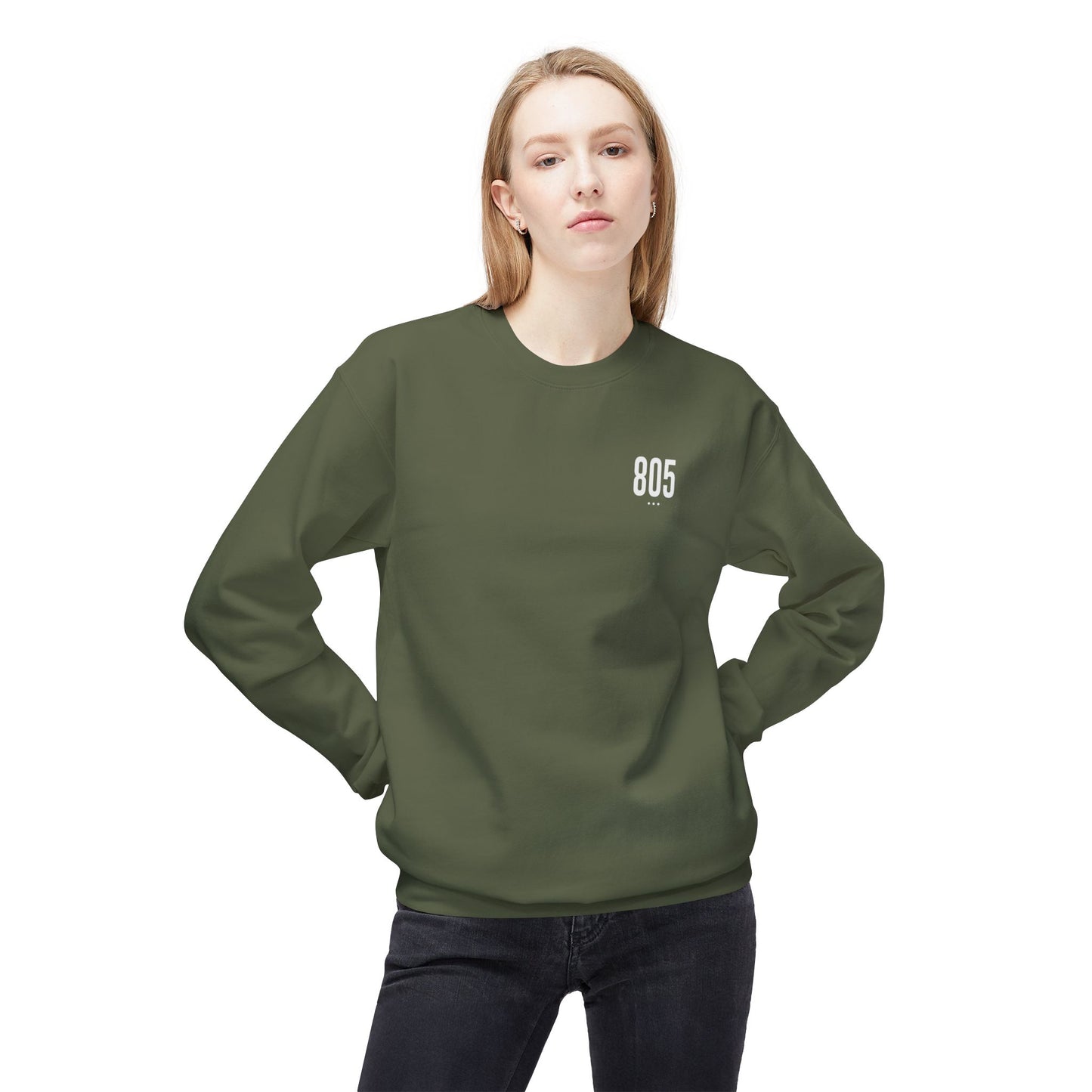 805 White Logo Unisex Crewneck Sweatshirt