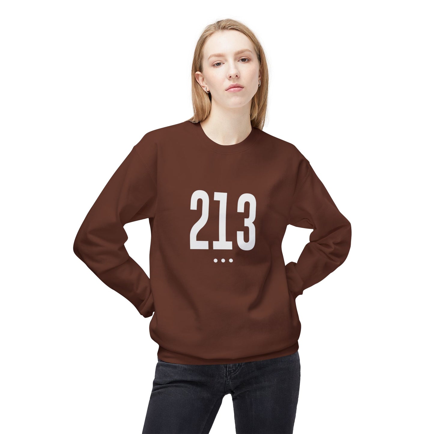 213 White Logo Front Unisex Sweatshirt