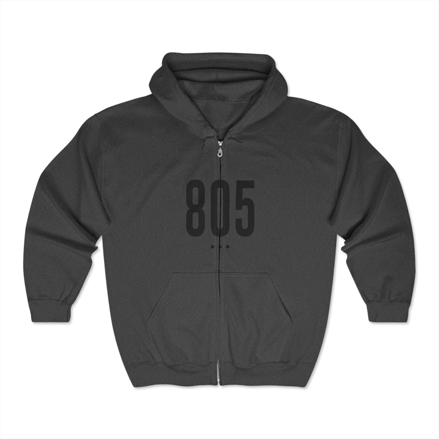 805 Black Logo Front Zip Hoodie