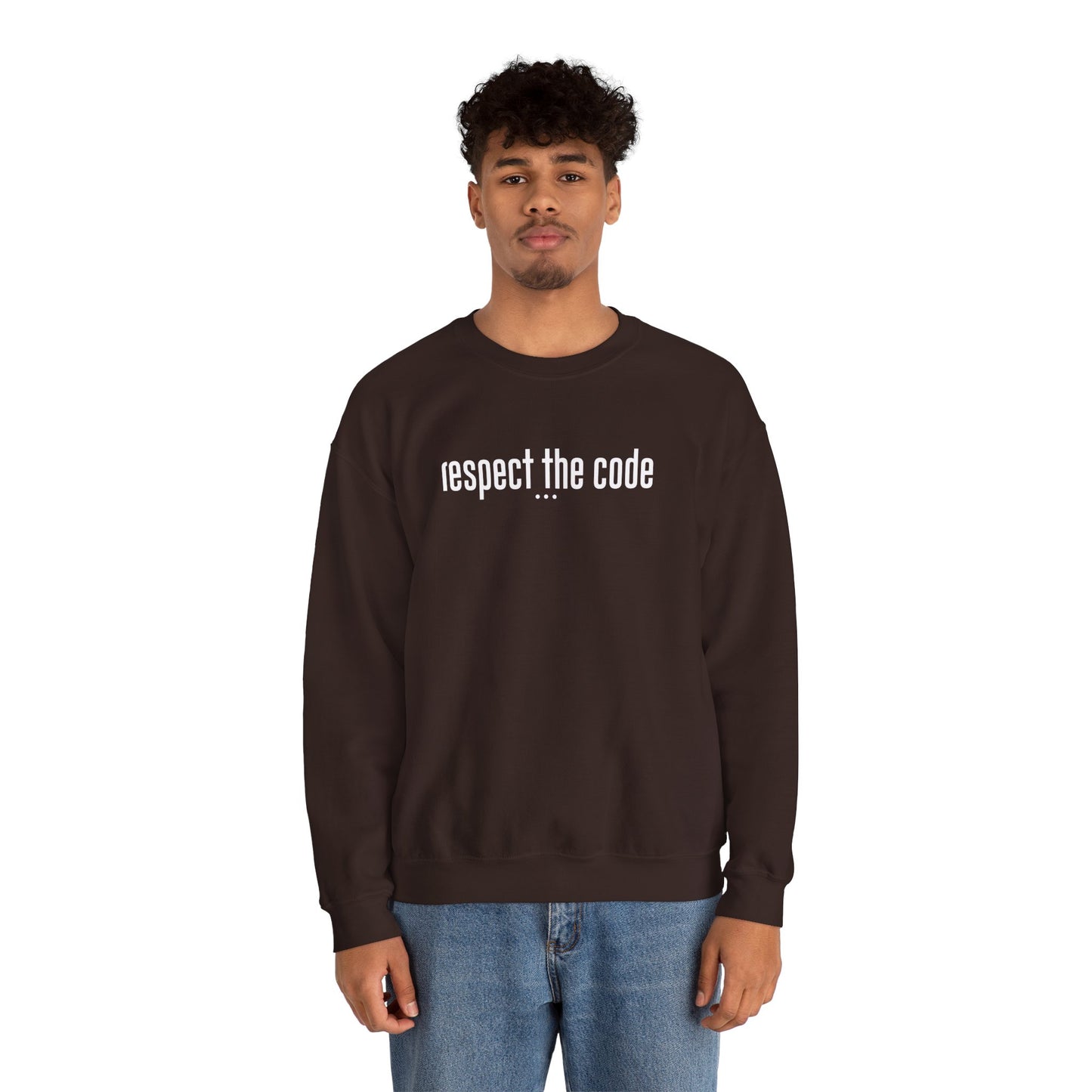 White "Respect the Code" Crewneck Sweatshirt