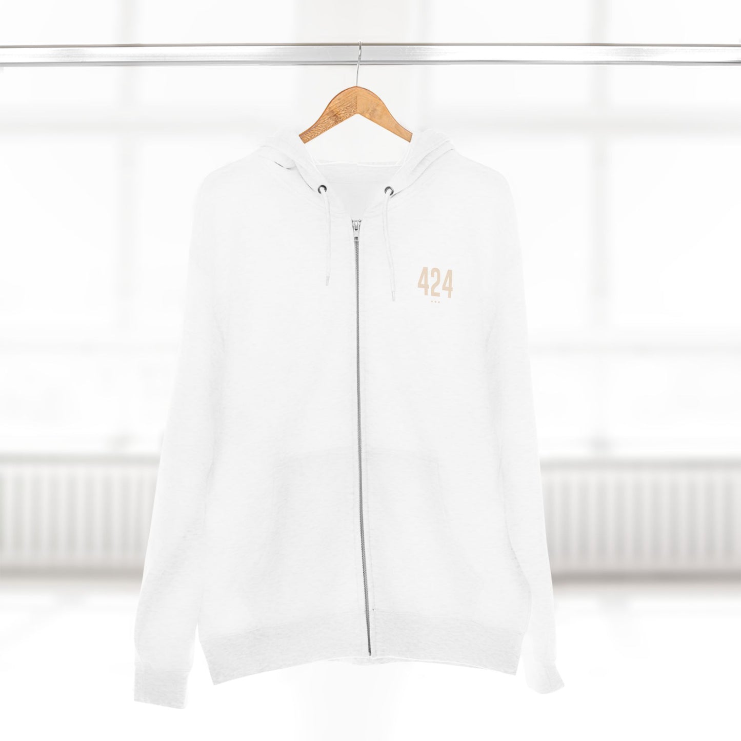 424 - White Zip Hoodie