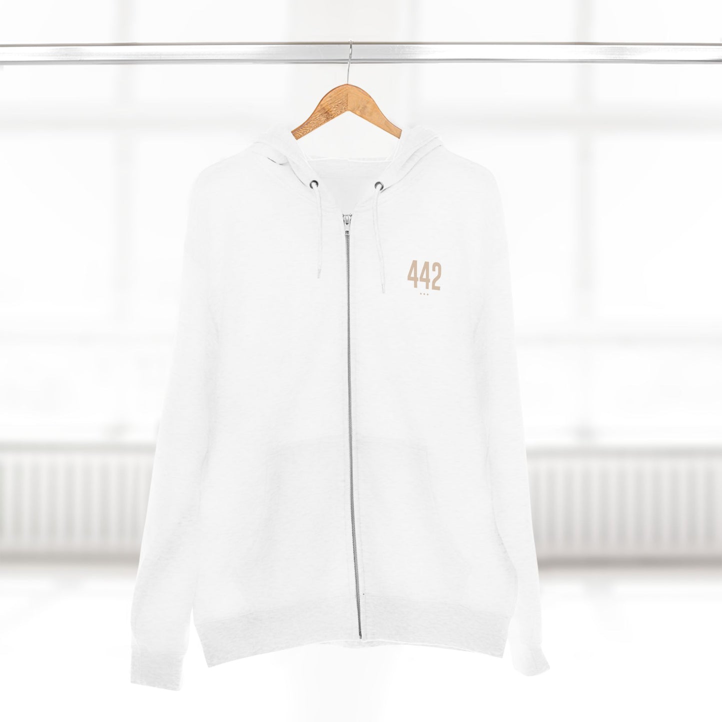 442 - White Zip Hoodie