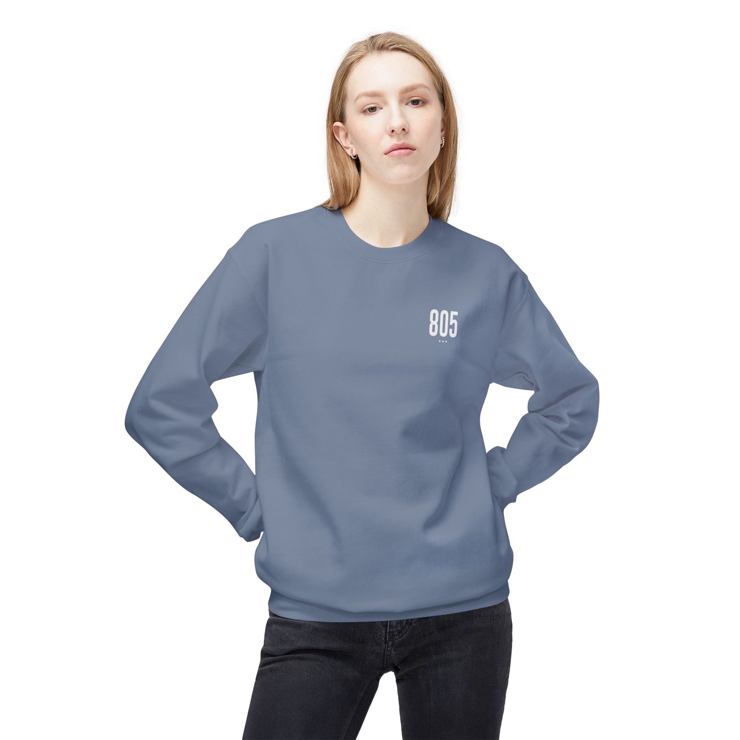 805 White Logo Unisex Crewneck Sweatshirt