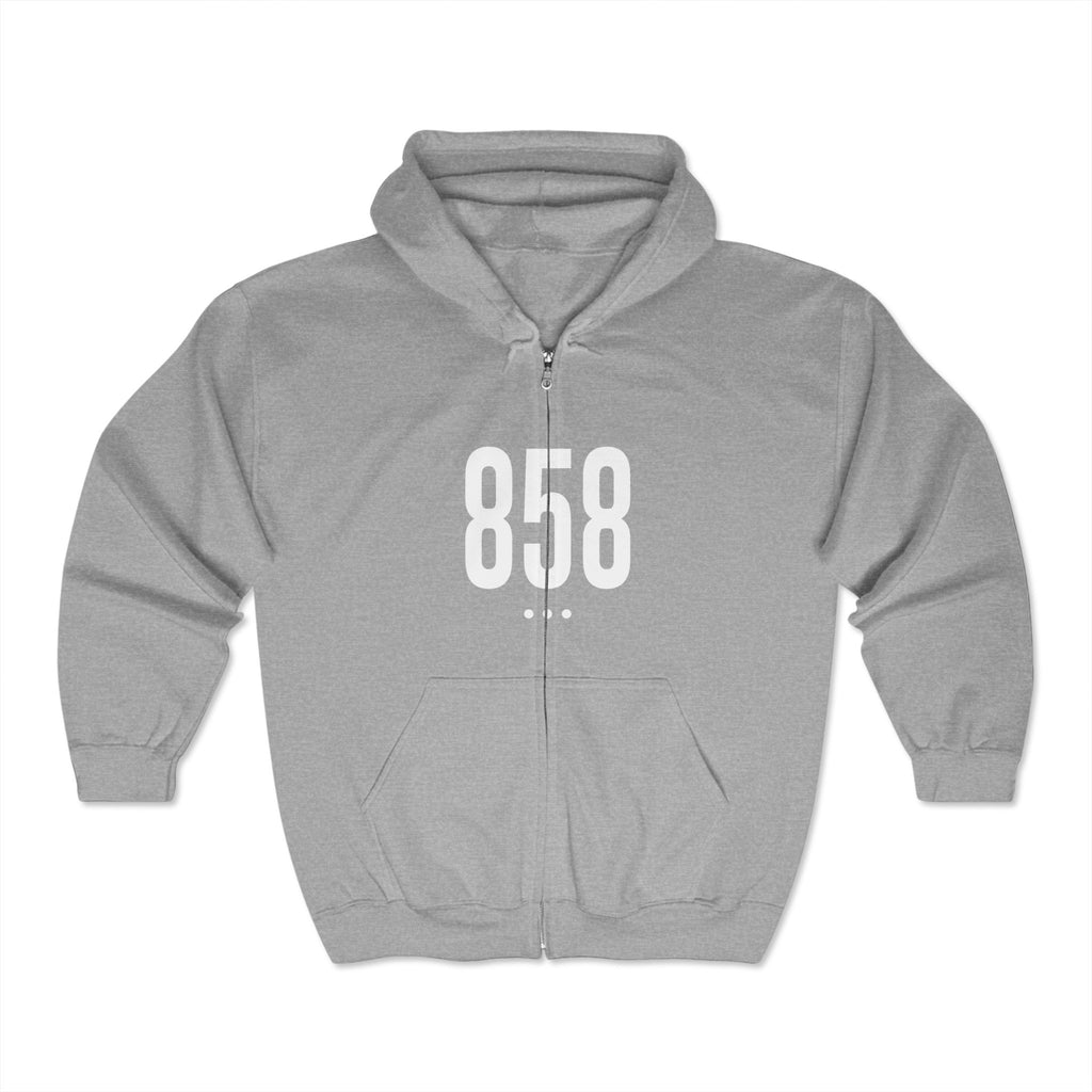 858 White Logo Front Zip Hoodie