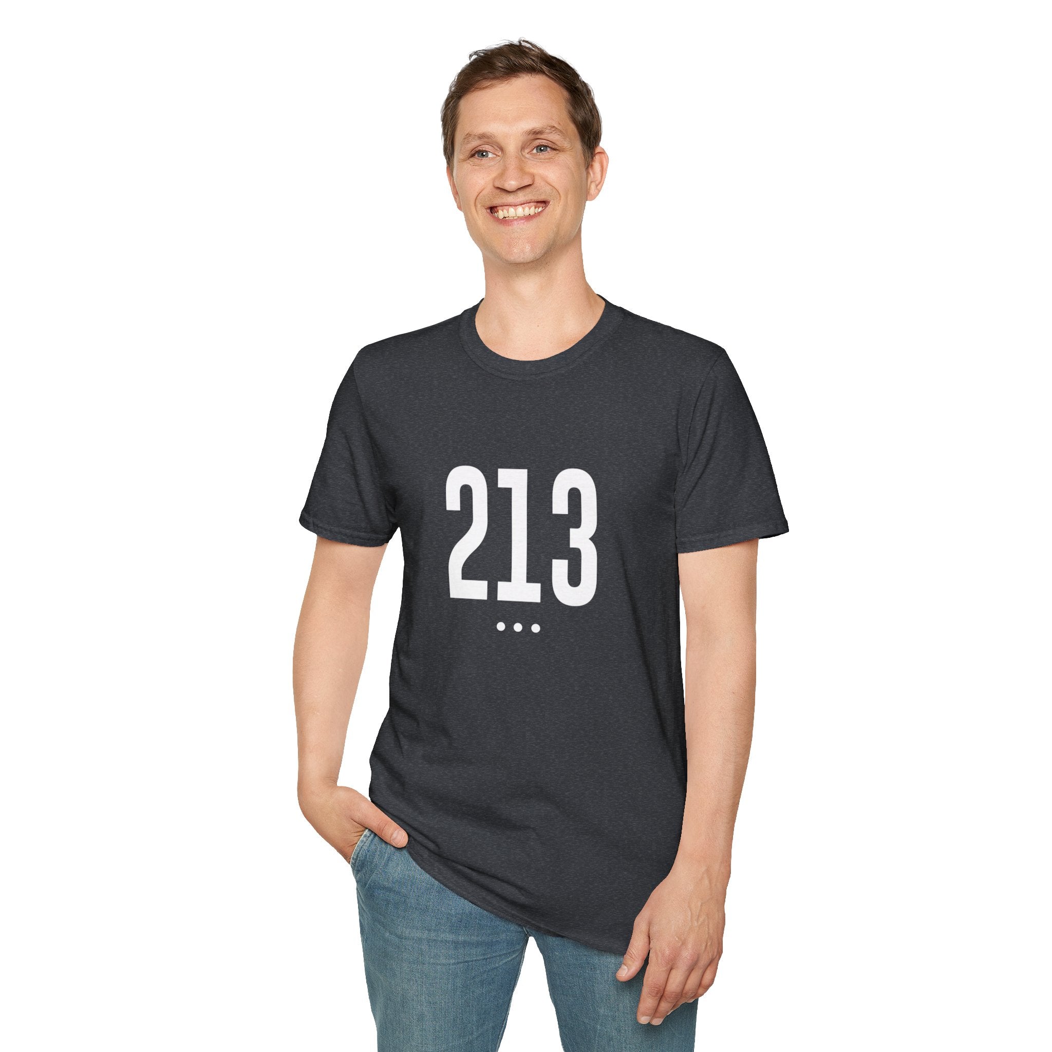 213 White Logo Front Unisex Softstyle T-Shirt
