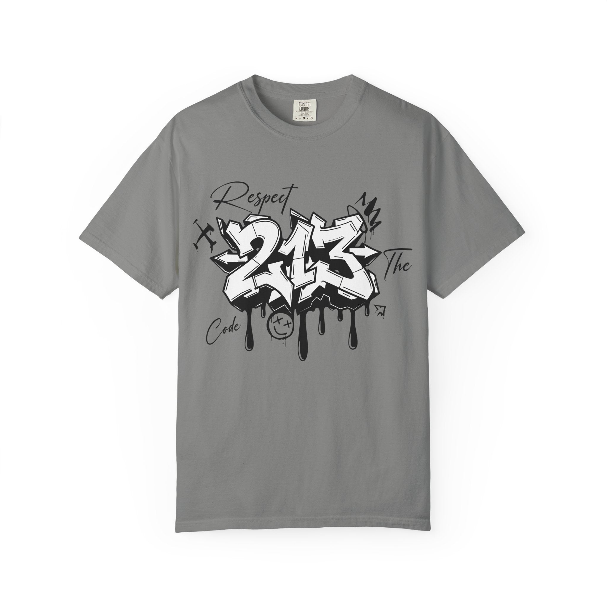 Respect the Code 213 Black and White Graffiti T-Shirt