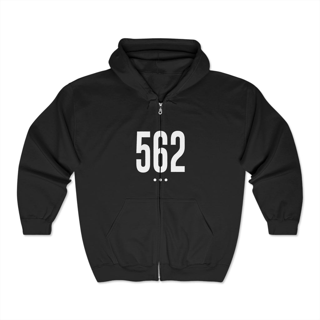 562 White Logo Front Zip Hoodie