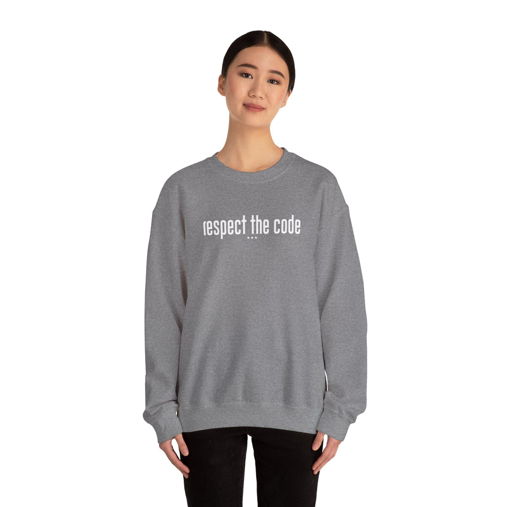 White "Respect the Code" Crewneck Sweatshirt