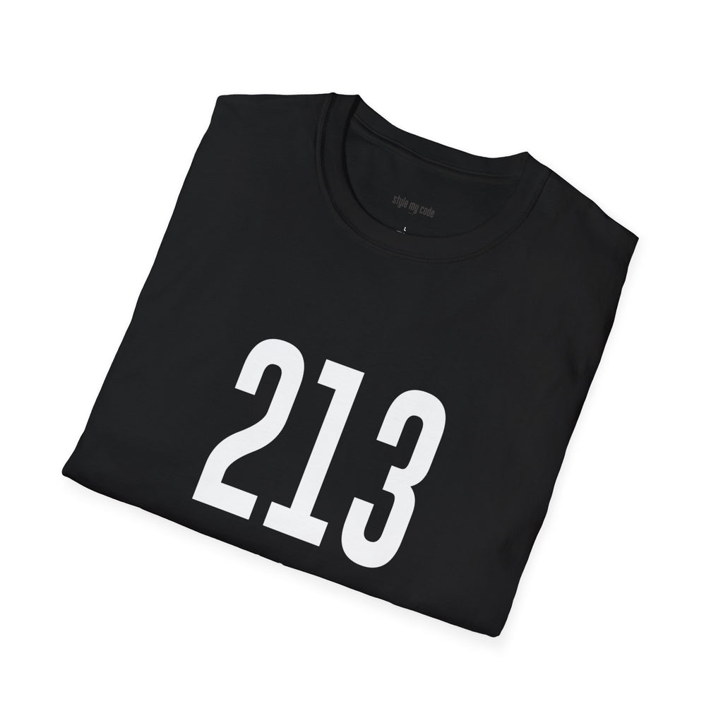 213 White Logo Front Unisex Softstyle T-Shirt