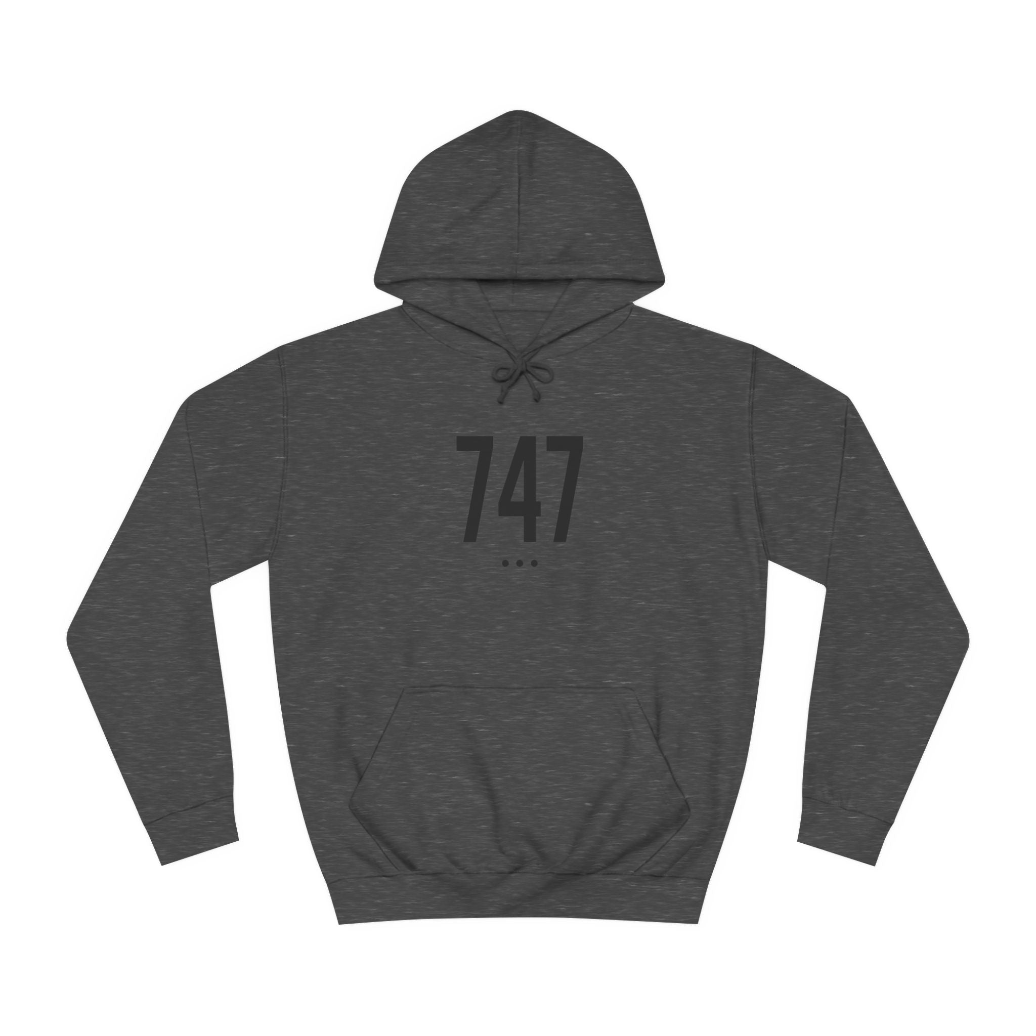 747 Black Logo Front Unisex College Hoodie