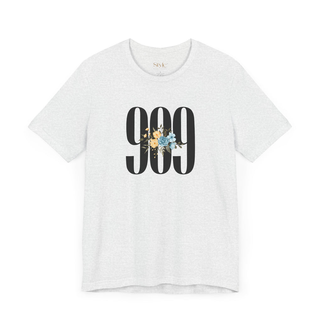 Floral 909 Unisex Tee - Casual, Gift, Birthday, Floral Design, Vintage Style