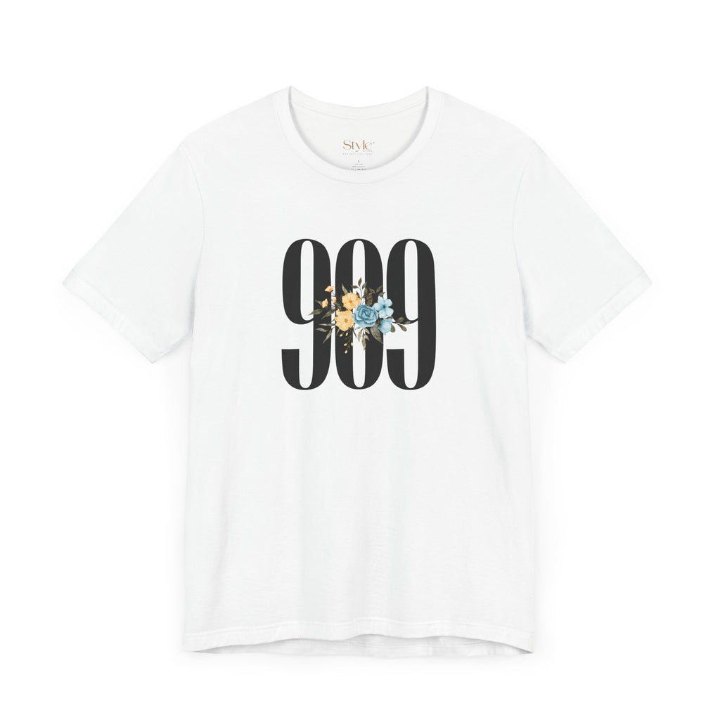 Floral 909 Unisex Tee - Casual, Gift, Birthday, Floral Design, Vintage Style