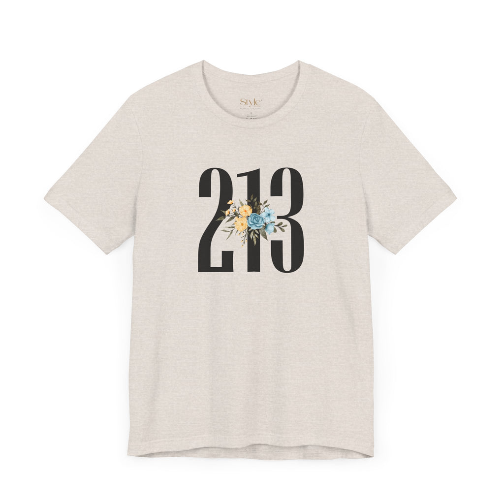 Floral 213 Tee - Unisex Jersey Short Sleeve T-Shirt, Botanical Graphic Tee, Casual Gift, Everyday Wear, Vintage Style, Birthday Gift