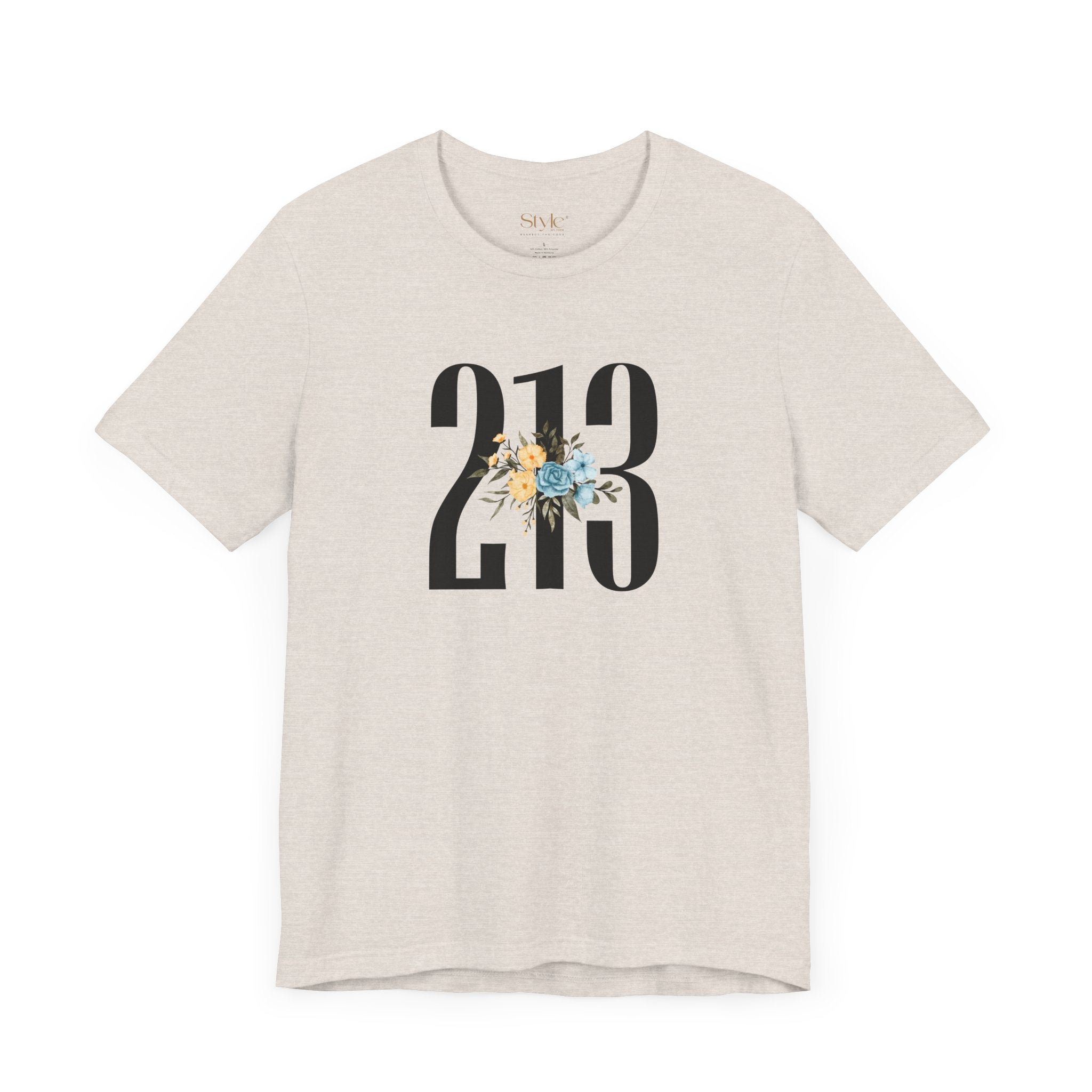 Floral 213 Tee - Unisex Jersey Short Sleeve T-Shirt, Botanical Graphic Tee, Casual Gift, Everyday Wear, Vintage Style, Birthday Gift