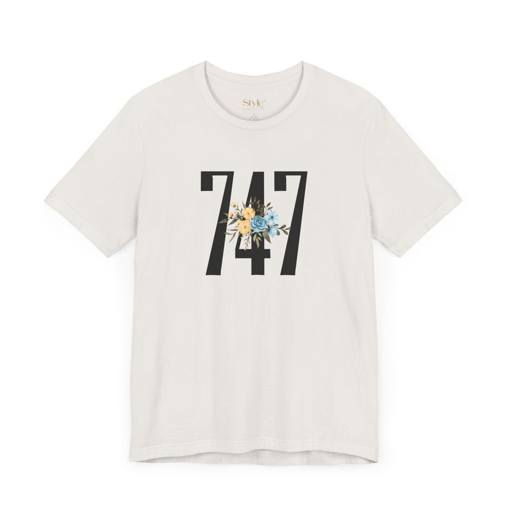 Floral 747 Unisex Tee - Casual, Gift, Birthday, Floral Design, Vintage Style