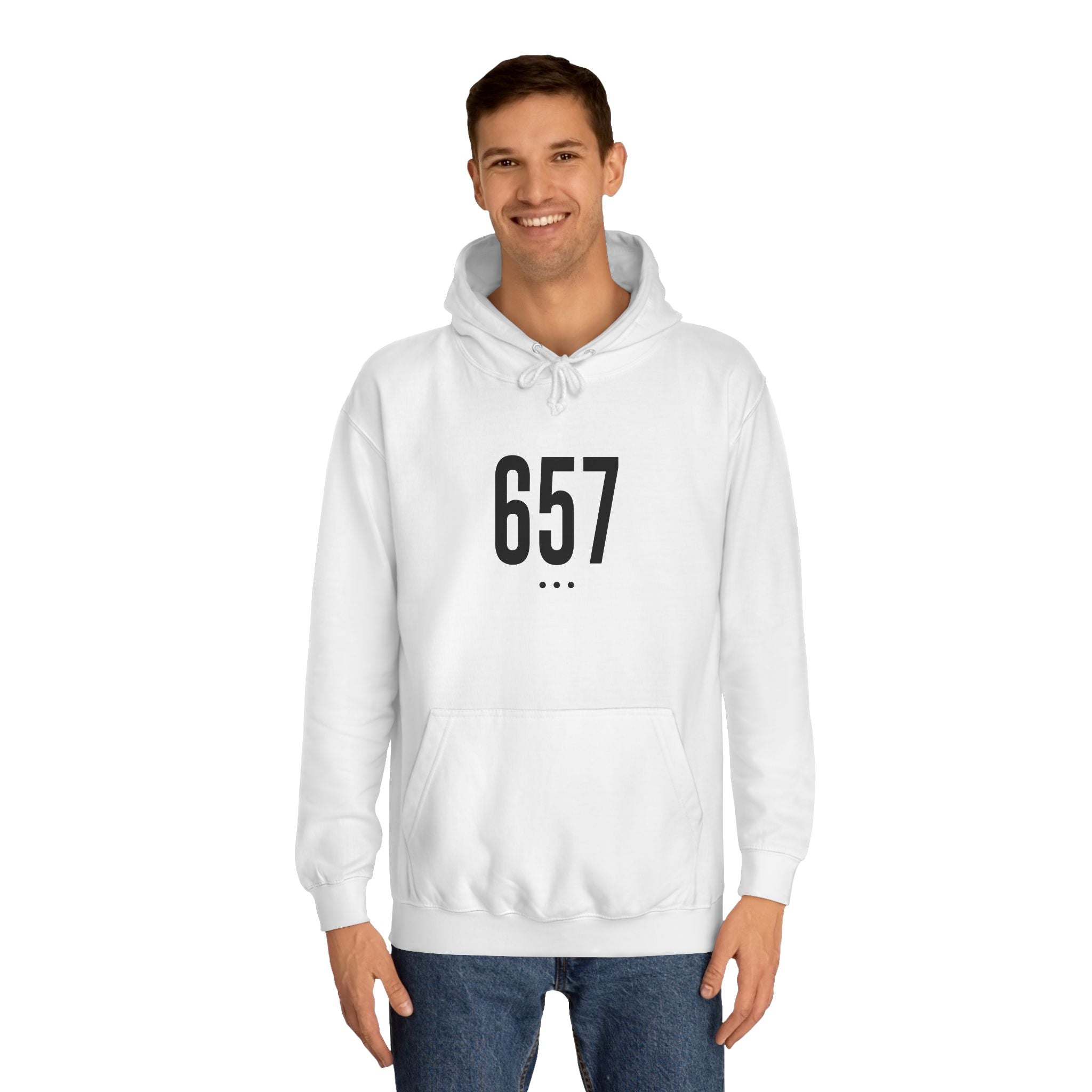 657 Black Logo Front College Hoodie