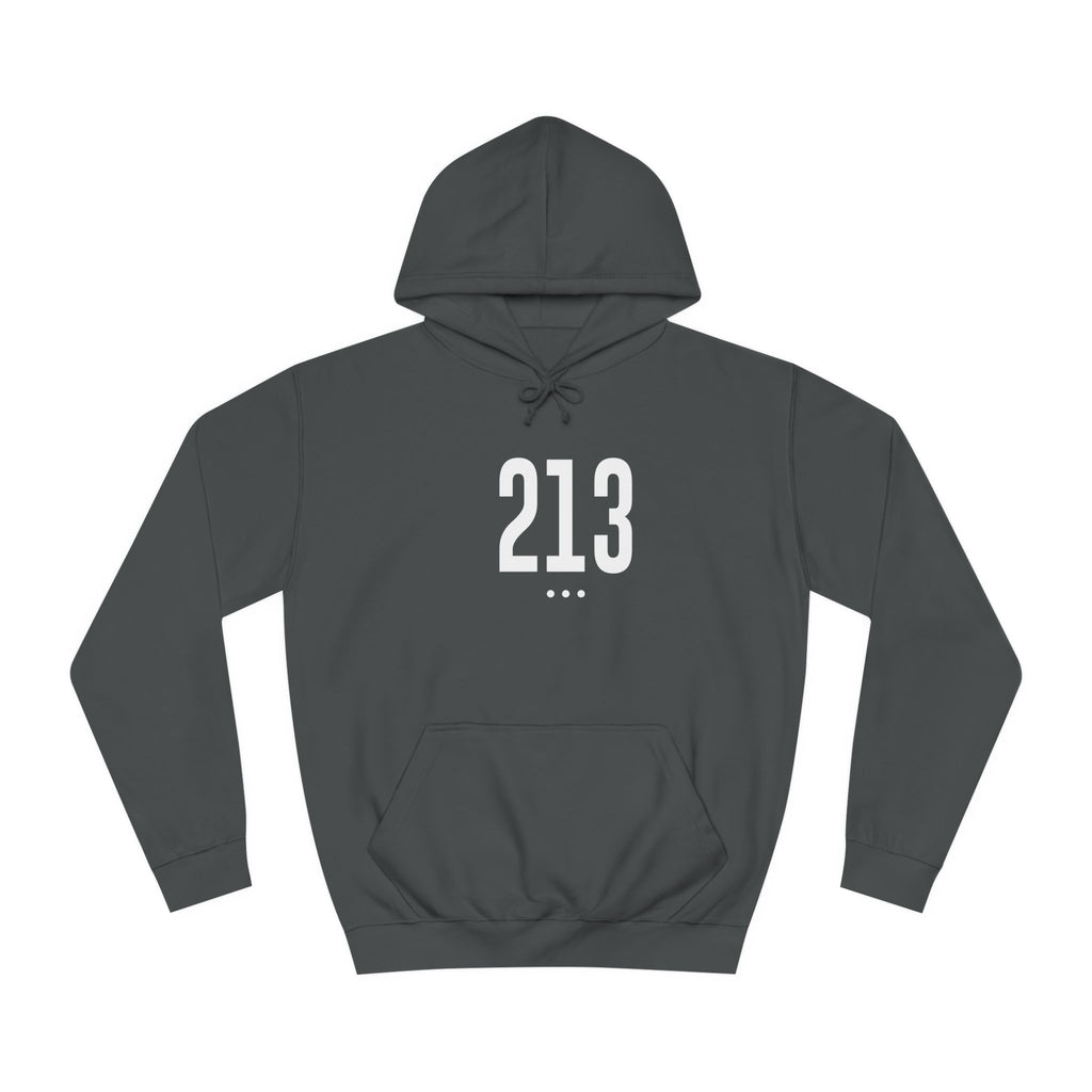 213 White Logo Front Unisex College Hoodie
