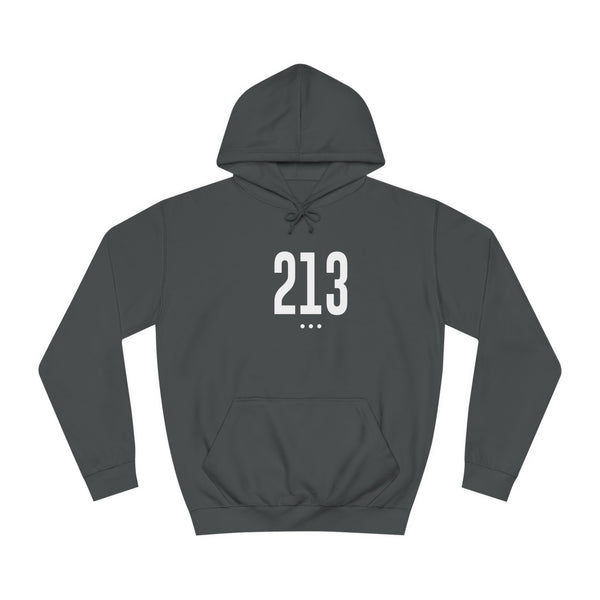 213 White Logo Front Unisex College Hoodie