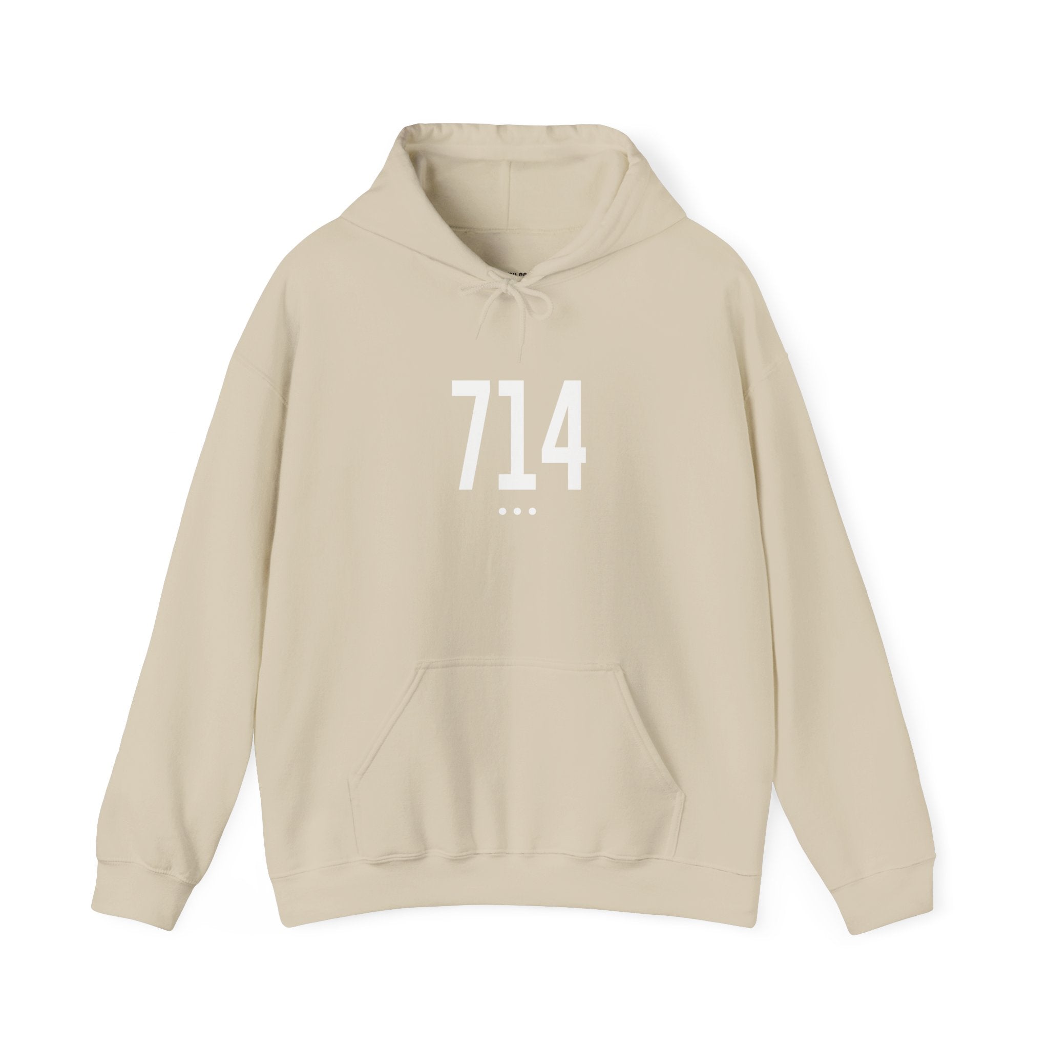 714 White Logo Front Hoodie