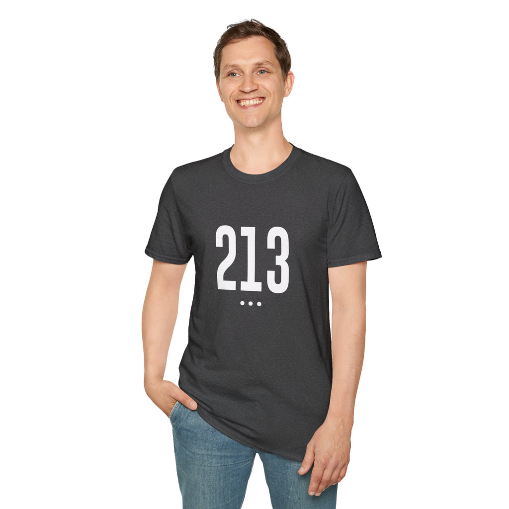 213 White Logo Front Unisex Softstyle T-Shirt