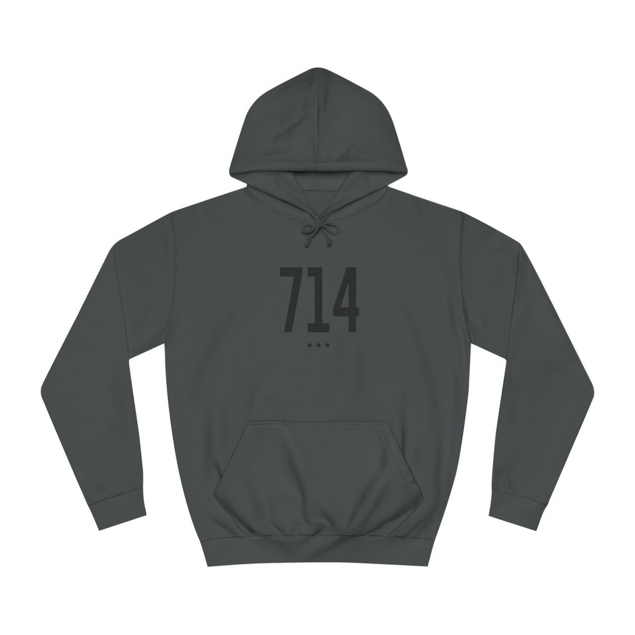 714 Black Logo Front Unisex College Hoodie