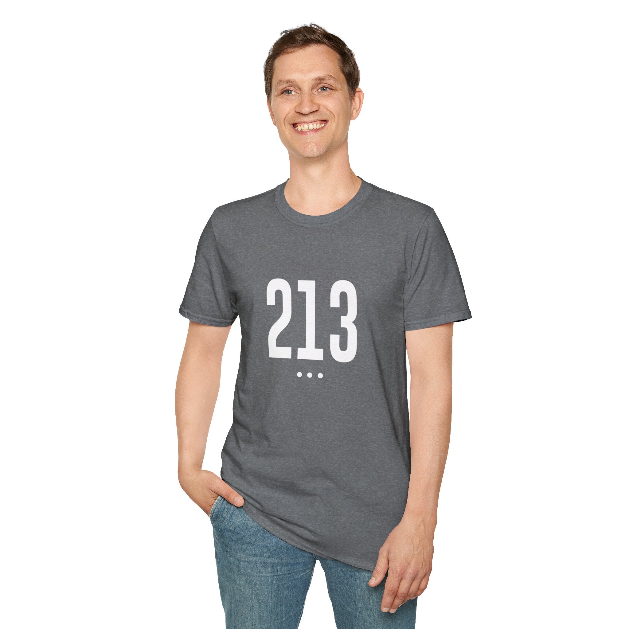 213 White Logo Front Unisex Softstyle T-Shirt
