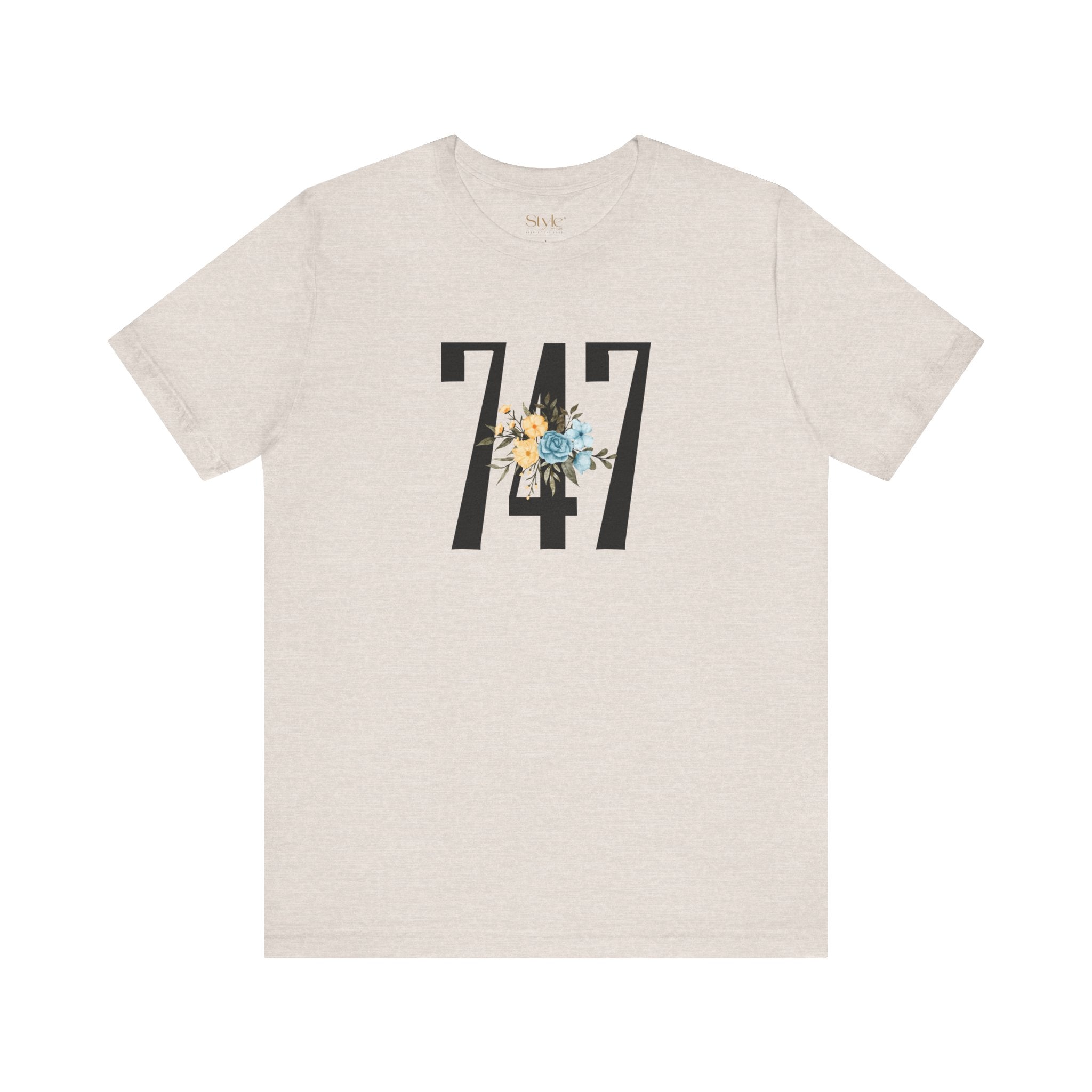 Floral 747 Unisex Tee - Casual, Gift, Birthday, Floral Design, Vintage Style