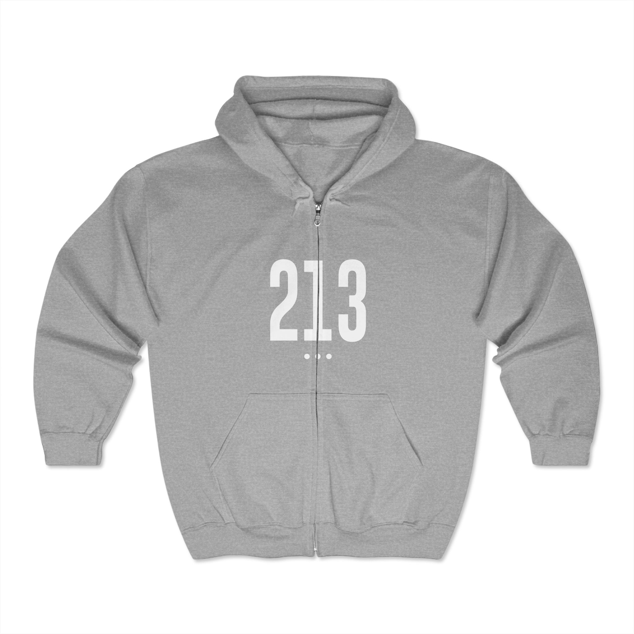 213 White Front Logo Zip Hoodie