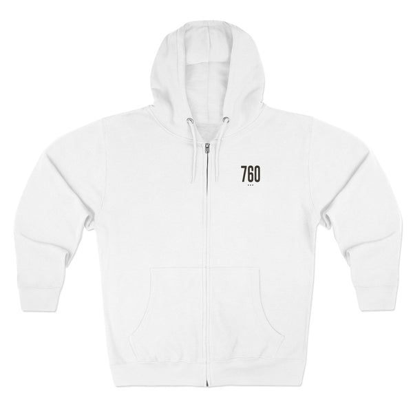 760 - White Zip Hoodie