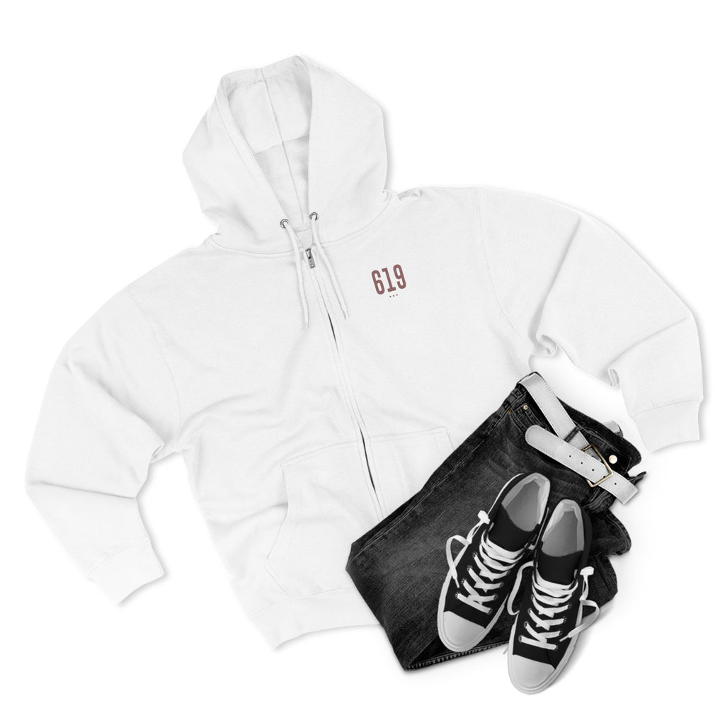 619 - White Zip Hoodie