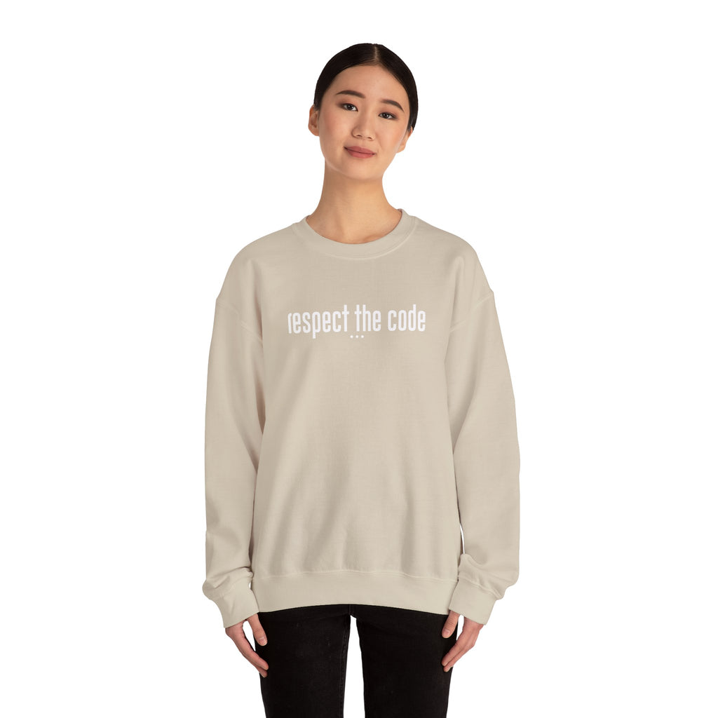 White "Respect the Code" Crewneck Sweatshirt