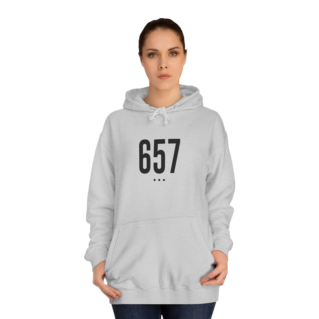 657 Black Logo Front College Hoodie
