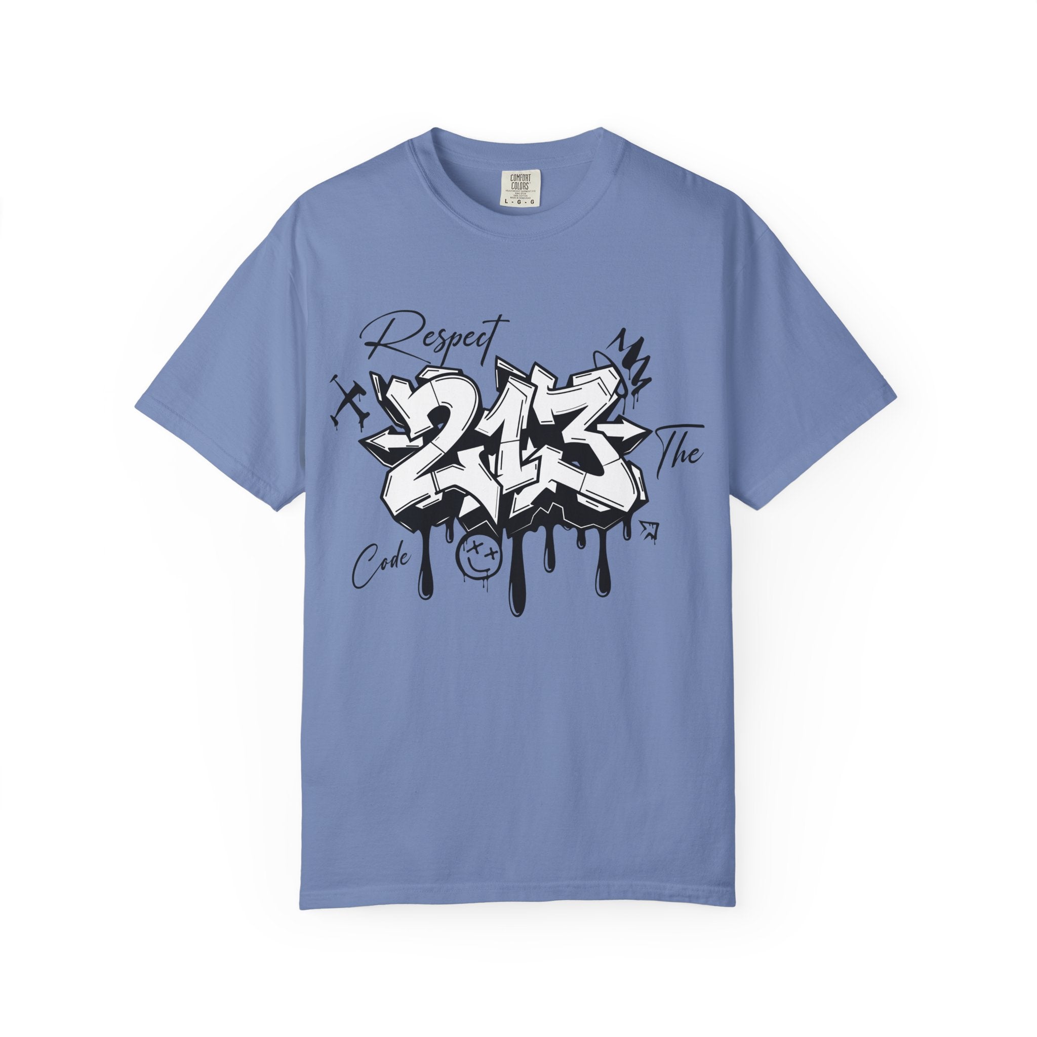 Respect the Code 213 Black and White Graffiti T-Shirt