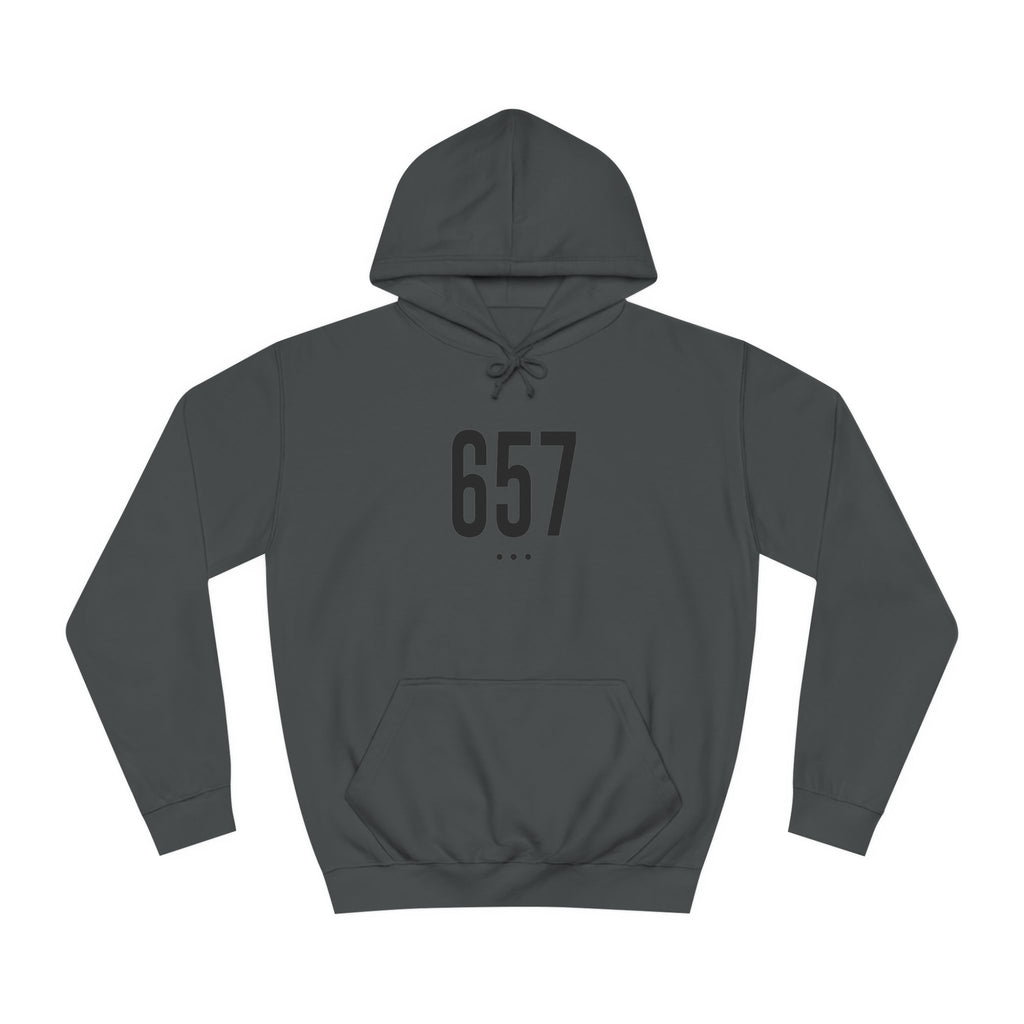 657 Black Logo Front College Hoodie