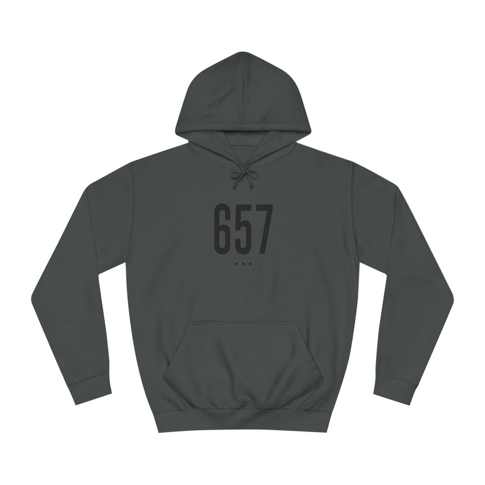 657 Black Logo Front College Hoodie