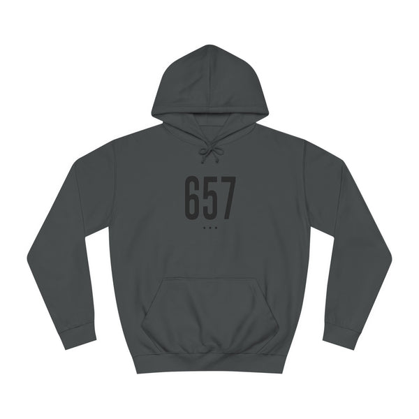 657 Black Logo Front College Hoodie