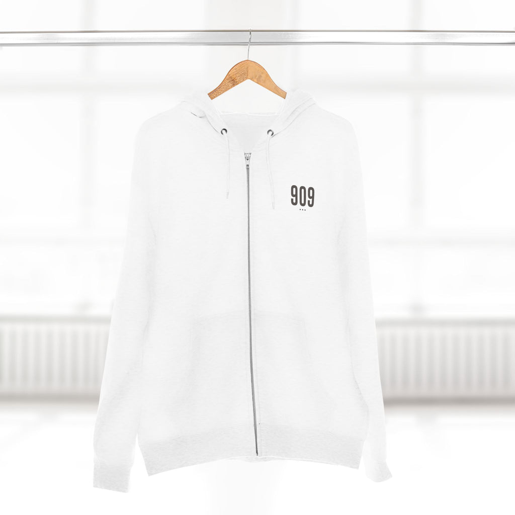 909 - White Zip Hoodie