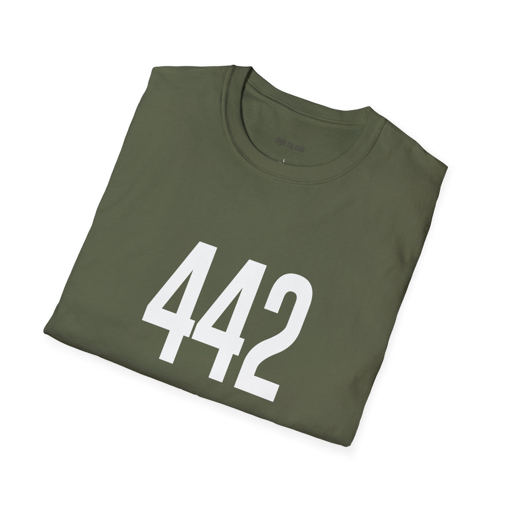 442 White Logo Front Unisex Softstyle T-Shirt