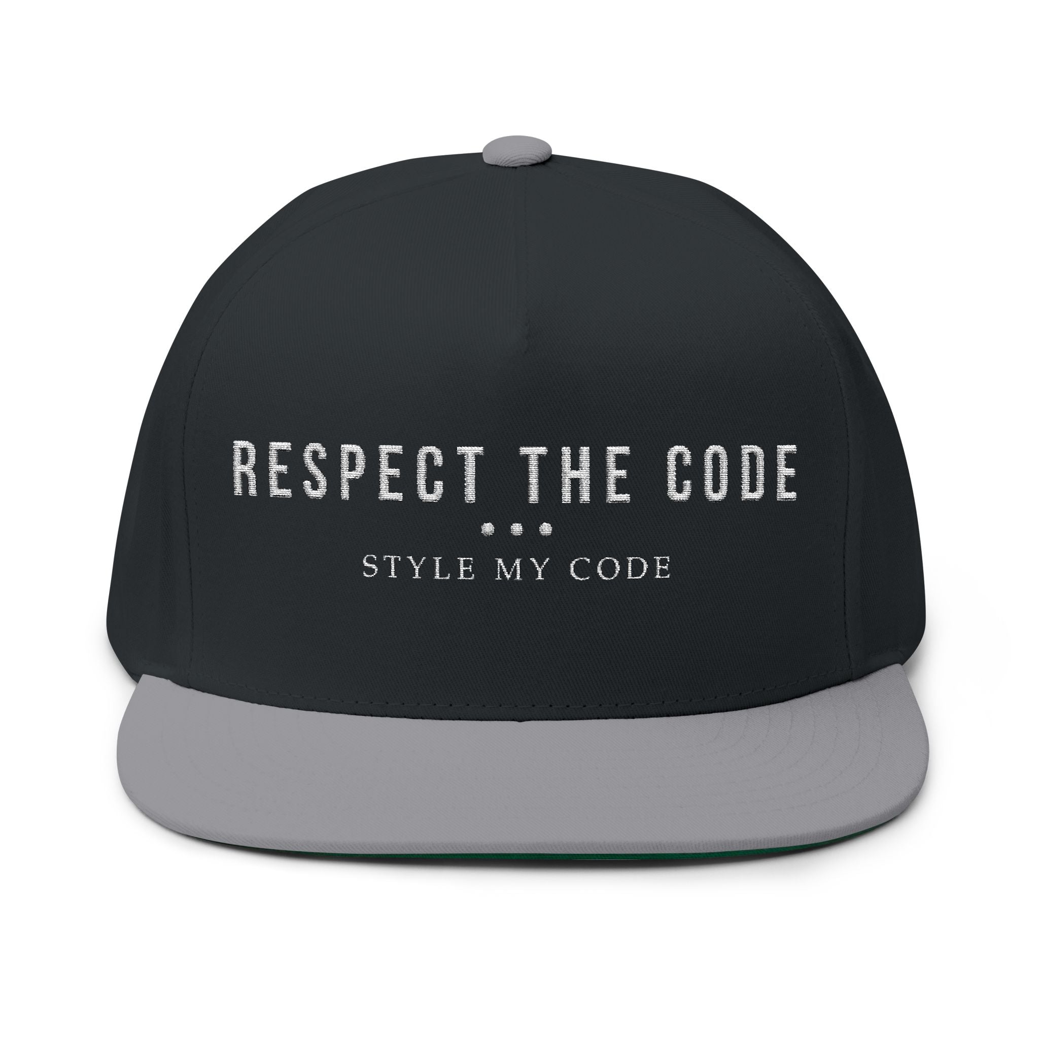 Respect the Code Flat Bill Cap | Embroidered Snapback, Streetwear Accessory, Unisex Hat, Cool Gift for Friends, Fashion Statement