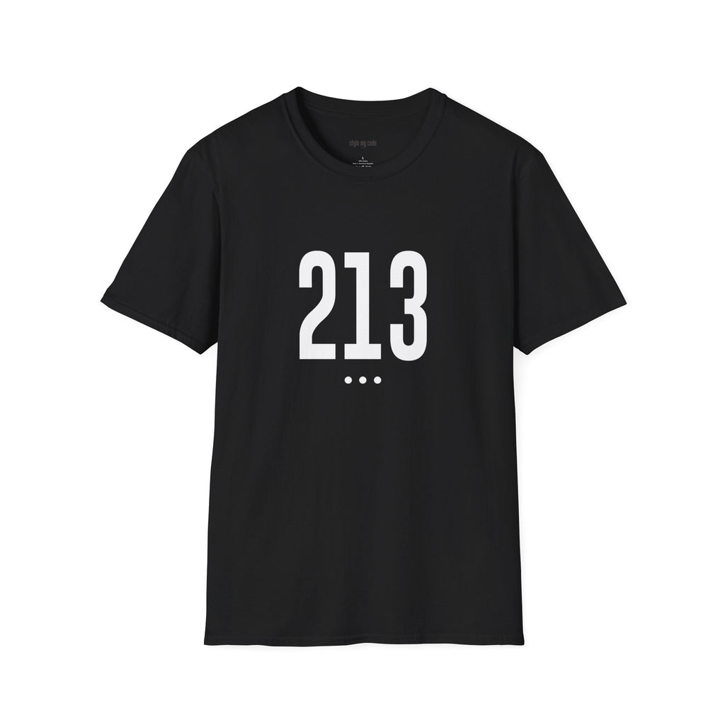 213 White Logo Front Unisex Softstyle T-Shirt